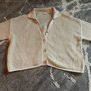 Moon and Madison Cream Knit Button-Up Women's Sweater